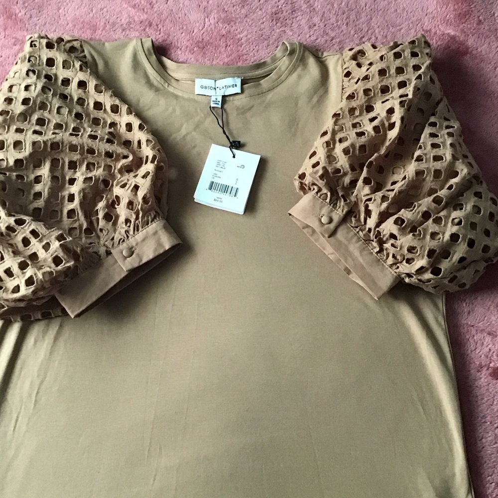 Gibson Latimer Tan Skirt with Eyelet Detail